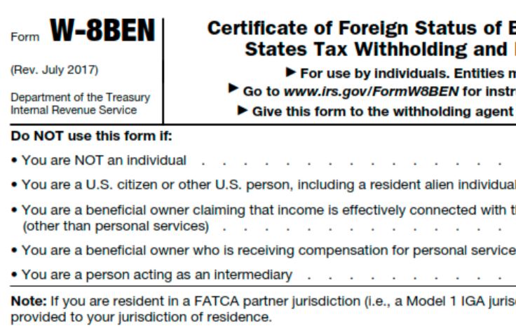 Llenado de formulario W-8BEN para cobro de comisiones de US a MX