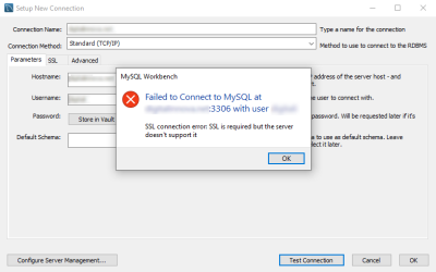 Problema con MySQL Workbench. SSL connection error: SSL is required but the server doesn’t support it